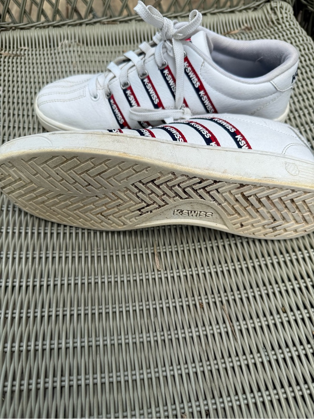 K-Swiss White Sneakers with Red & Navy Branding - Picture 3 of 3
